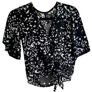 Tilly's Sheer Black Butterfly Print Blouse